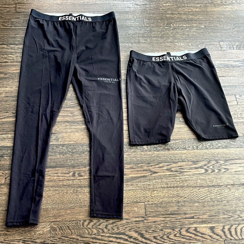 Essentials Fear of God Black Athletic Bike Shorts and Leggings